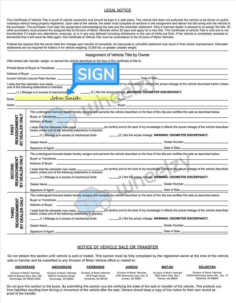 How To Sign Your Car Title In Wasilla Including Dmv Title Sample Picture 4064