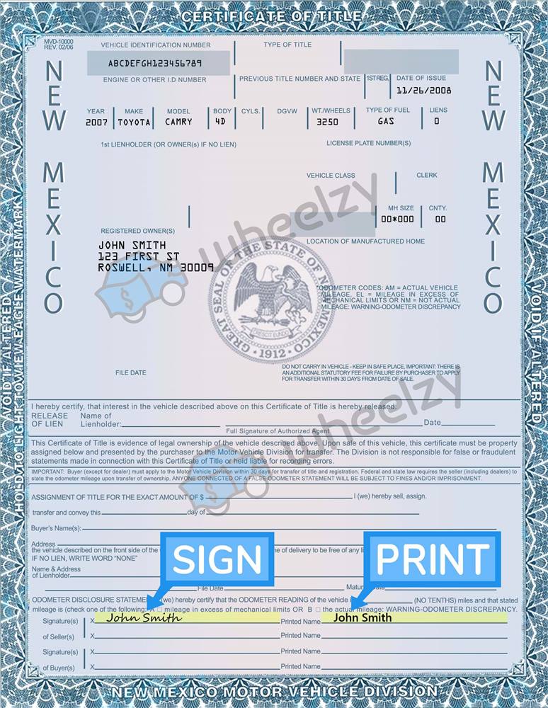 How to Sign Your Title in New Mexico