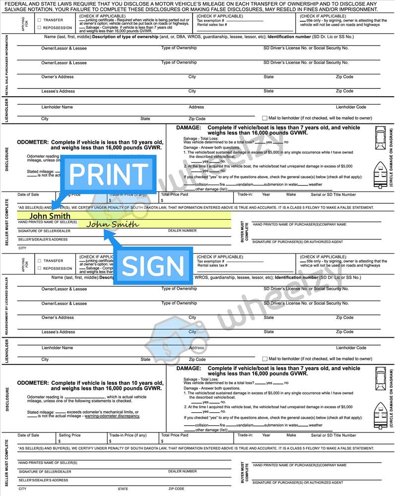 How to Sign Your Title in South Dakota