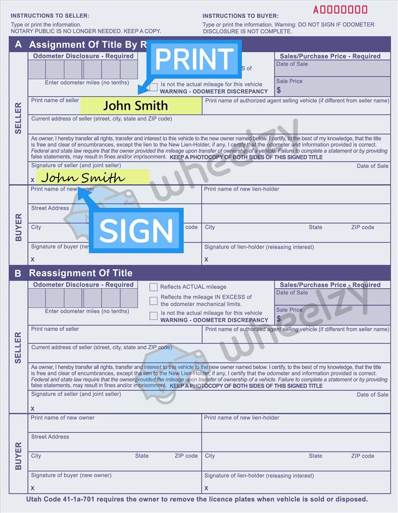 How To Sign Your Car Title In Utah Including Dmv Title Sample Picture
