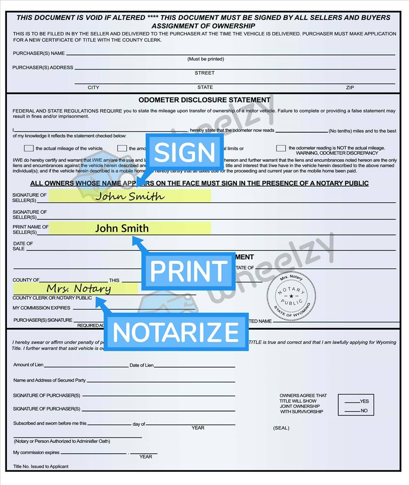 How to Sign Your Title in Wyoming (image)