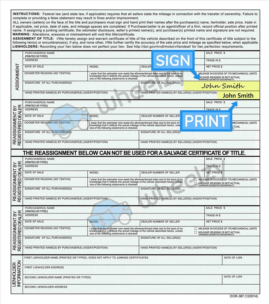 How to Sign Your Car Title in Missouri. Including DMV Title Sample Picture