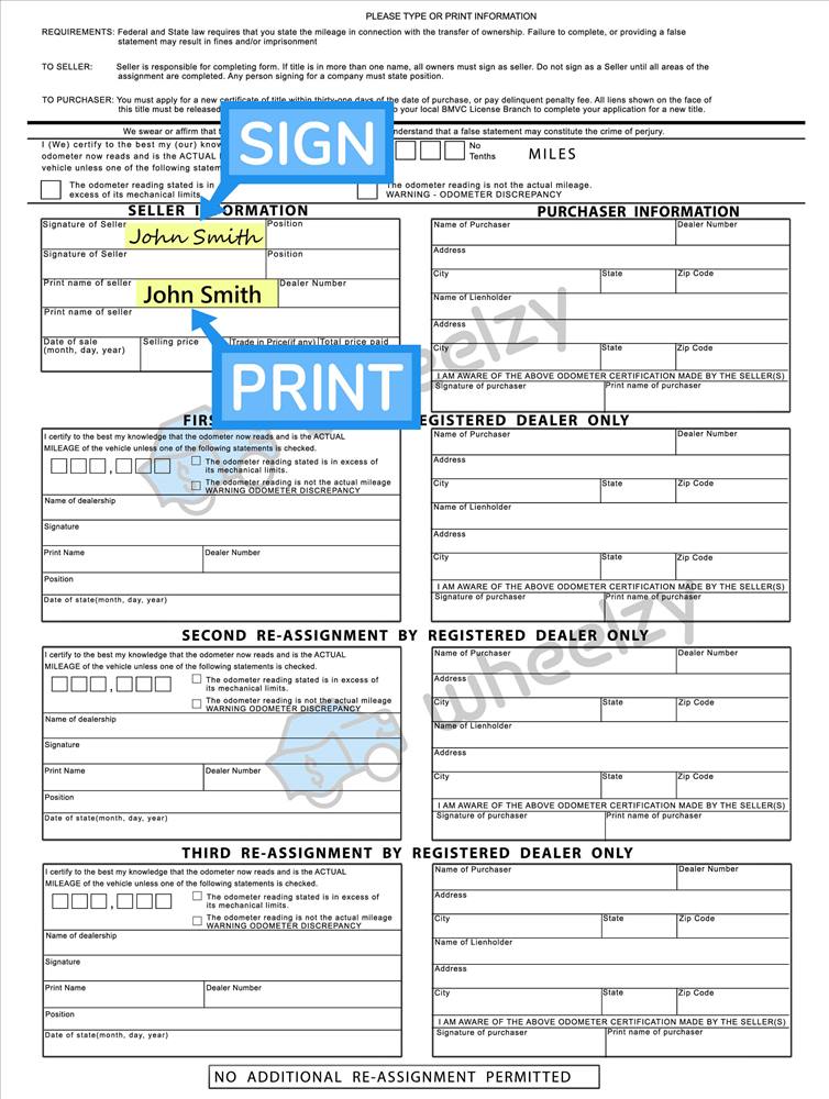 How To Sign Your Car Title In Indiana Including Dmv Title Sample Picture 5162