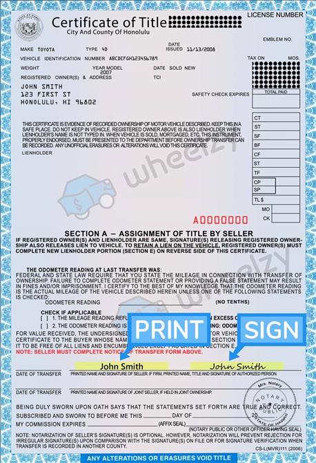 How to Sign Your Title in Pearl City