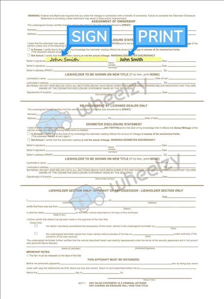 How to Sign Your Title in Maine