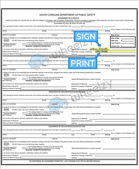 How to Sign Your Title in South Carolina