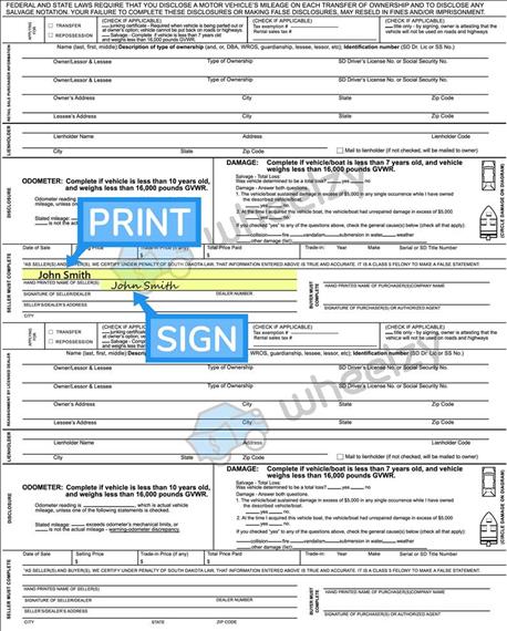 How to Sign Your Title in South Dakota