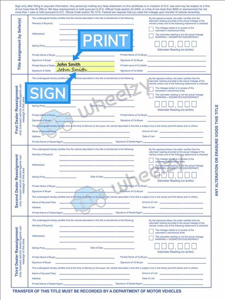 How to Sign Your Title in Washington DC