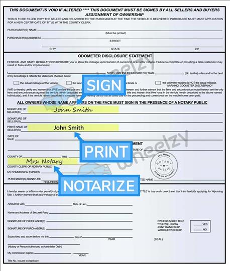 How to Sign Your Title in Wyoming (image)