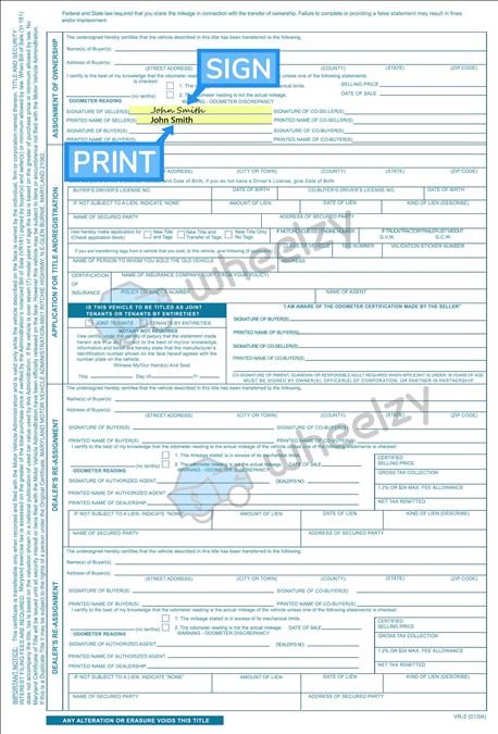 How to Sign Your Title in Gaithersburg