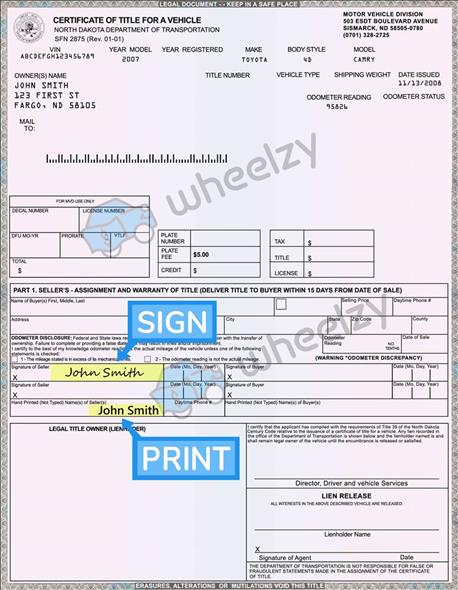 How to Sign Your Title in North Dakota