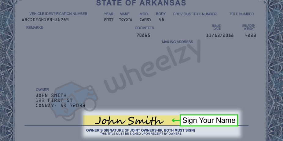 How to Sign Your Title in Arkansas (image)