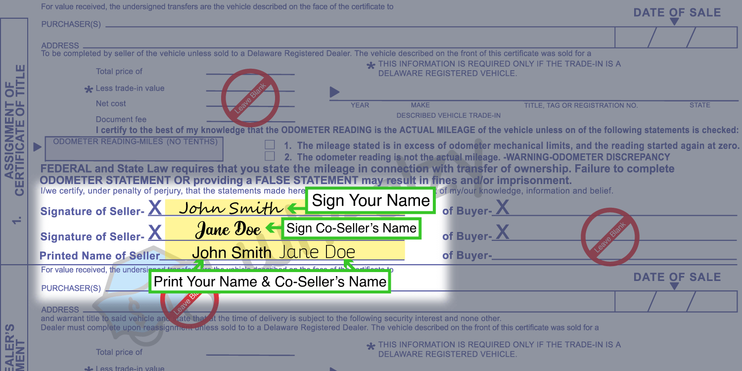 How to Sign Your Title in Delaware (image)