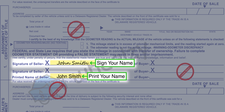 How to Sign Your Title in Delaware (image)