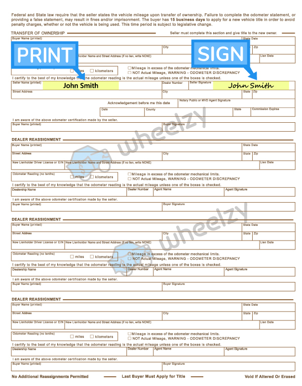 How to Sign Your Title in Arizona (image)