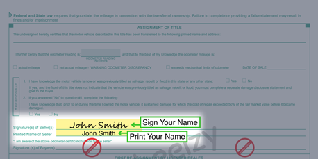 How to Sign Your Title in Iowa (image)