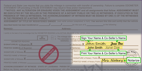 How to Sign Your Title in Louisiana (image)