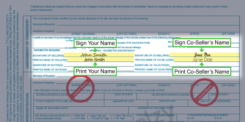 How to Sign Your Title in Maryland (image)