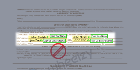 How to Sign Your Title in Maine (image)