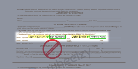 How to Sign Your Title in Maine (image)