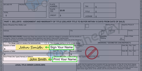 How to Sign Your Title in North Dakota (image)