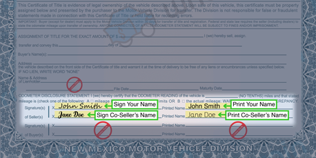 How to Sign Your Title in New Mexico (image)