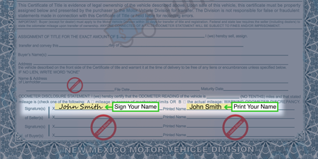 How to Sign Your Title in New Mexico (image)