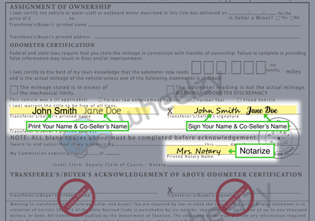 How to Sign Your Title in Ohio (image)