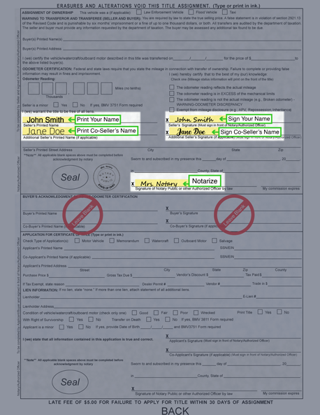 How to Sign Your Title in Ohio (image)