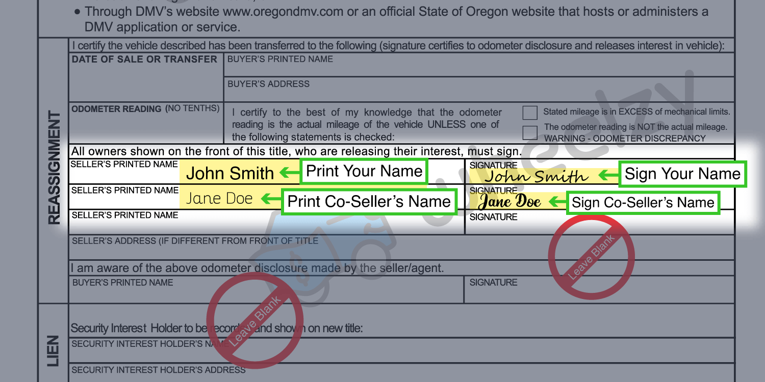 How to Sign Your Title in Oregon (image)