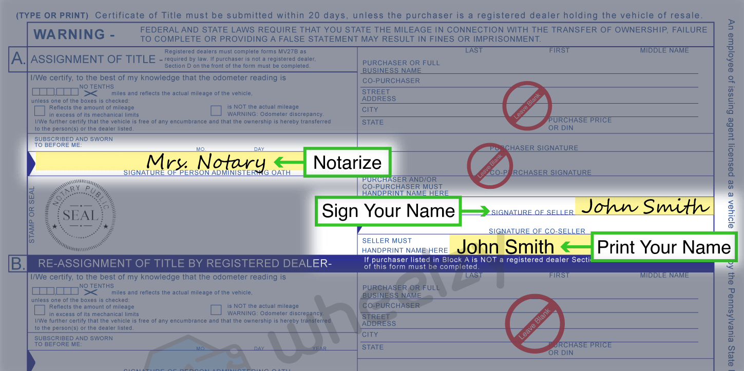 How to Sign Your Title in Pennsylvania (image)