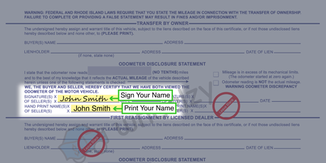 How to Sign Your Title in Rhode Island (image)