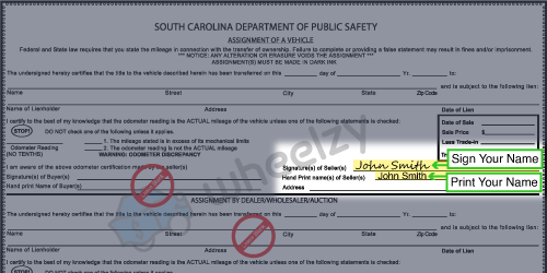 How to Sign Your Title in South Carolina