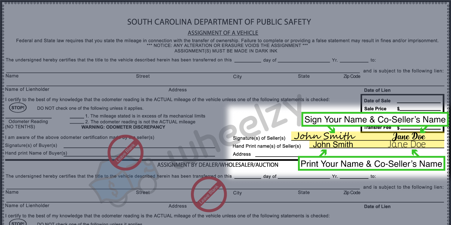How to Sign Your Title in South Carolina (image)