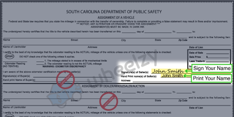 How to Sign Your Title in South Carolina (image)