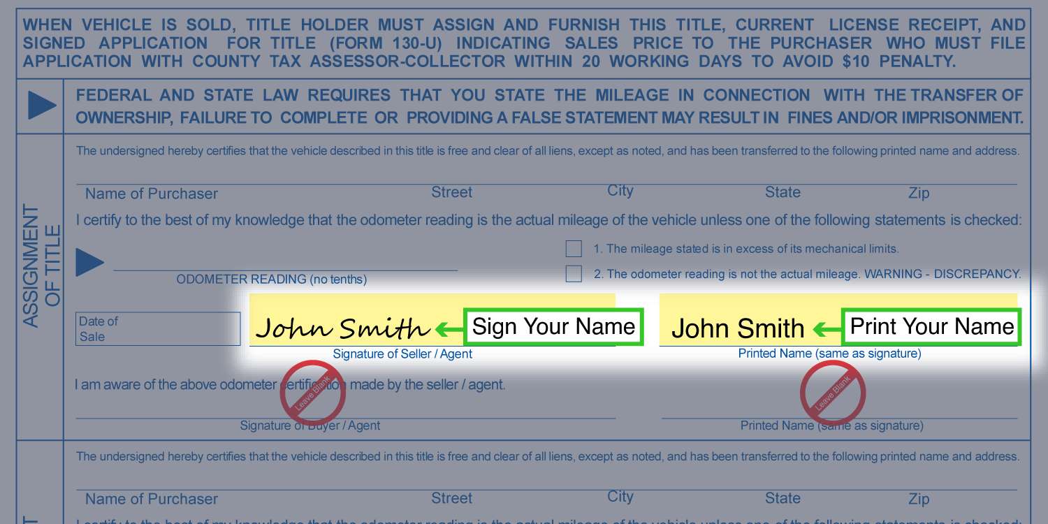How to Sign Your Title in Texas (image)