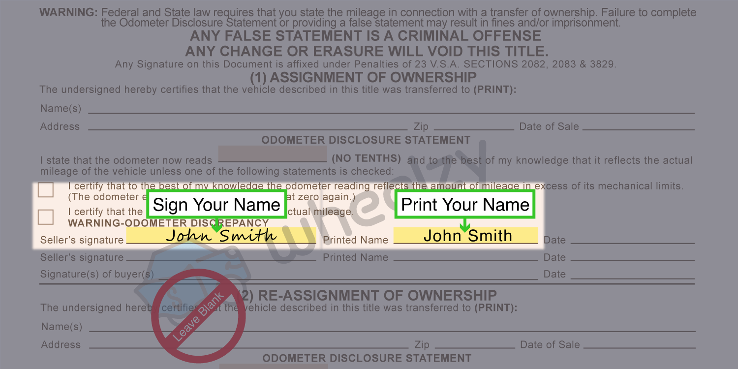 How to Sign Your Title in Vermont