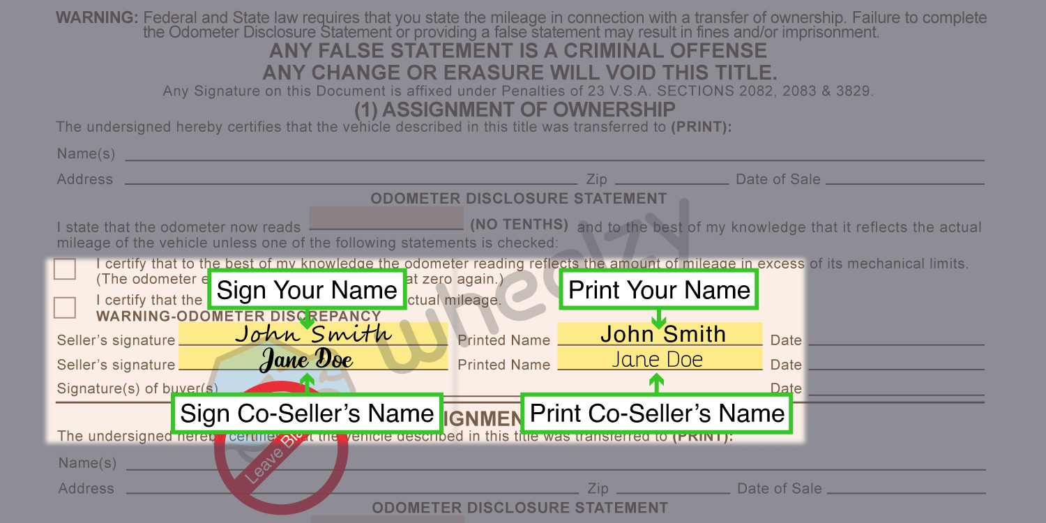 How to Sign Your Title in Vermont (image)