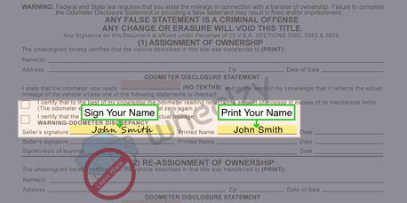 How to Sign Your Title in Vermont (image)